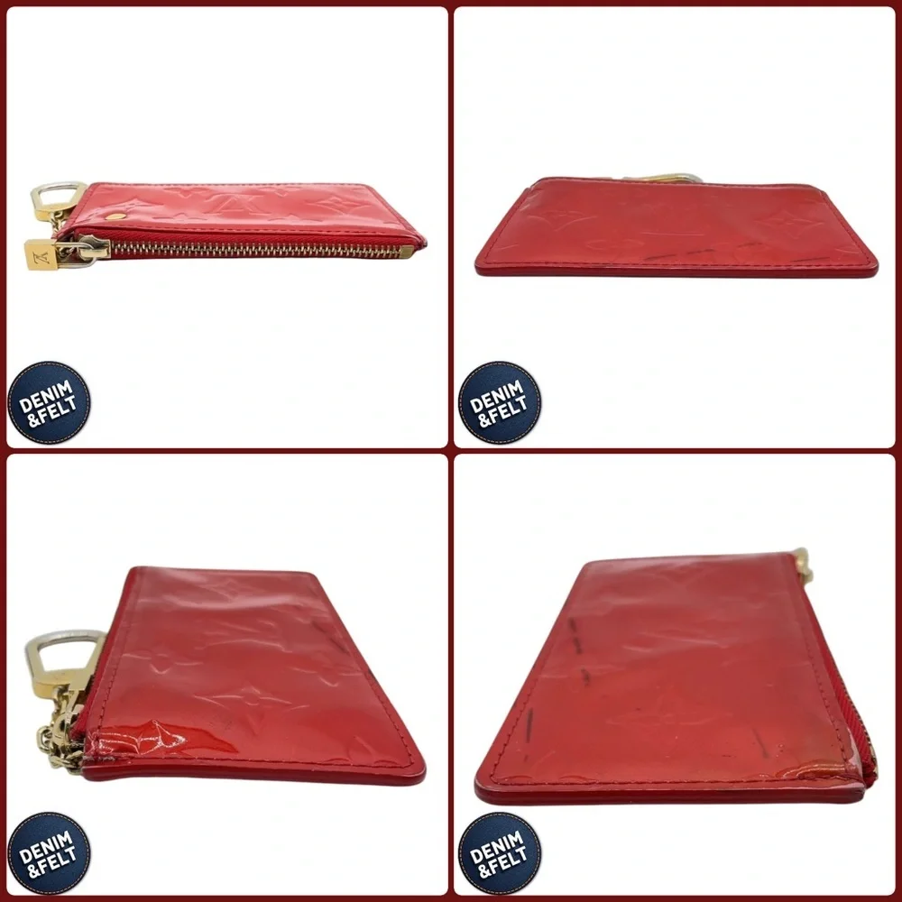 LOUIS VUITTON Red‎ Pomme D'Amour Monogram Vernis Pochette Cles Key/Change Holder